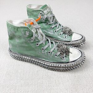 Nan-Ku Couture Cruise Free People Sneakers Size 39 US 9 Studded HiTop Aloe Green